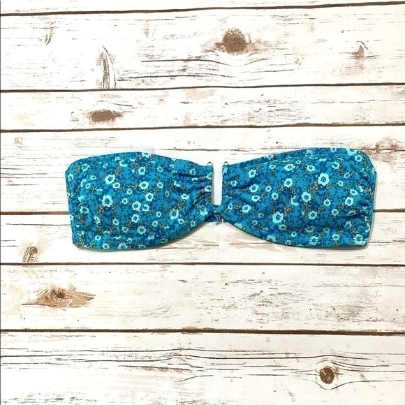 Kirra Teal Floral Print Swimming Bandeau Top - Picture 1 of 6